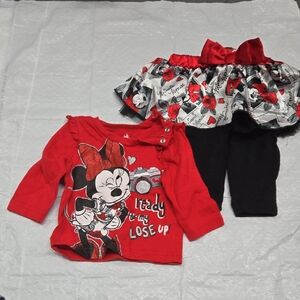 Disney Red and Black Minnie Mouse Kids Matching Set